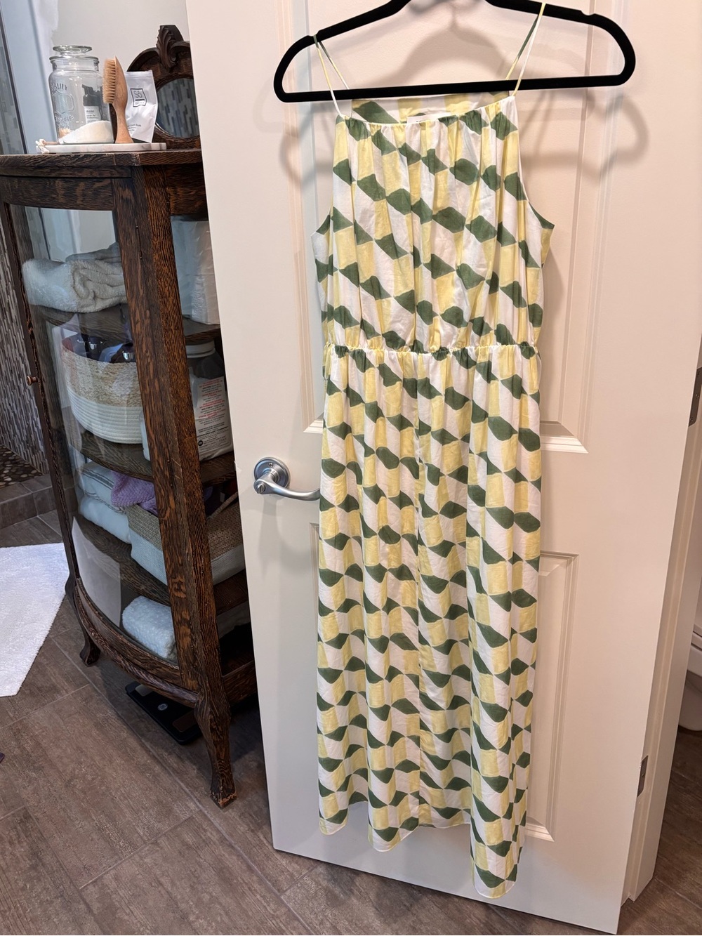 Banana Republic Green and Yellow Geometric Midi Dress